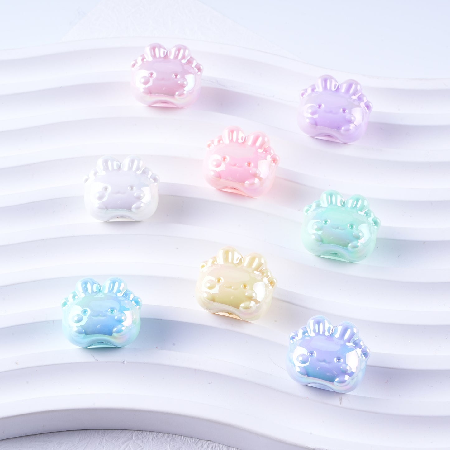 Plated Small Rabbit Acrylic Beads 17mm UV Iridescent Finish 50pcs 14