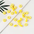 Flower Clay Beads 10mm Yellow Smiley Face Polymer 100pcs 4