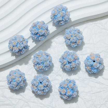 Embellished Flower Cluster Clay Beads 20mm Gradient Rose 10pcs 12
