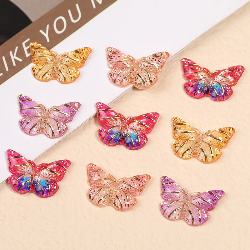 Plating Gilded Butterfly Acrylic Beads 15mm 22mm Radiant Mixed 100pcs