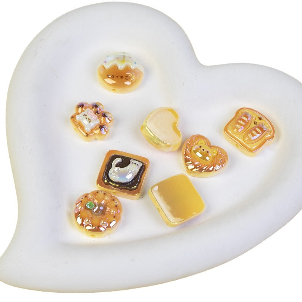 Plating Small Animal Bread Series Resin Beads Glossy Golden Brown 20pcs 5
