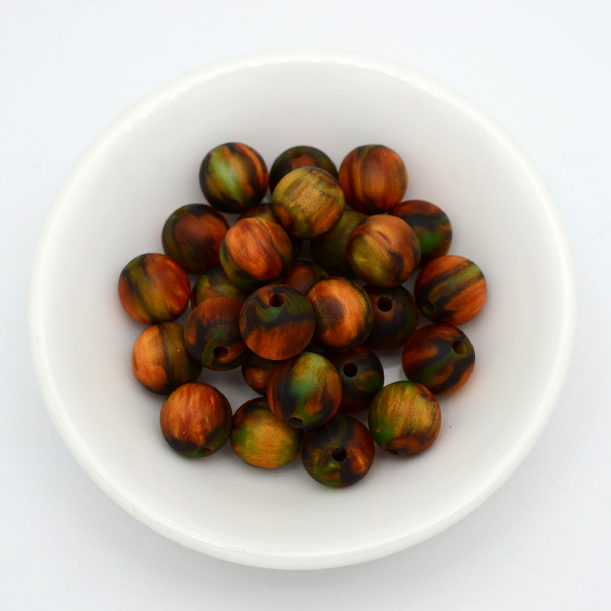 Matte Coloring Striped Resin Beads 10mm Round Mixed Colors 100pcs 10