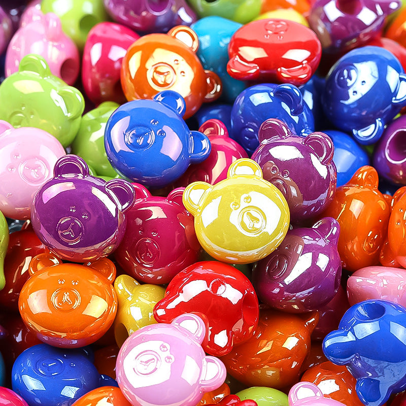 Butterfly Bear Acrylic Beads 15mm 16x20mm Glossy Purple Pink 100pcs 3