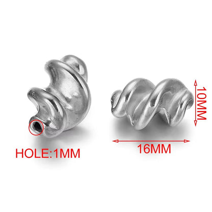 Stainless Steel Twist Metal Beads 8-11mm Color Retaining 5pcs 12