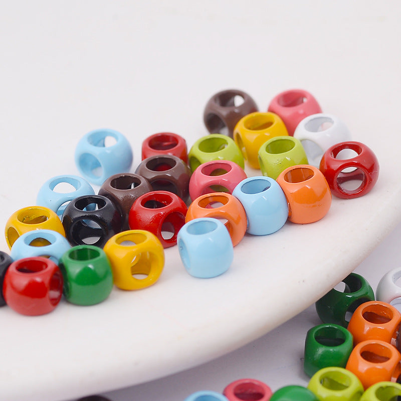 Cube Metal Beads 5mm Baking Painted Zinc Alloy 50pcs 2