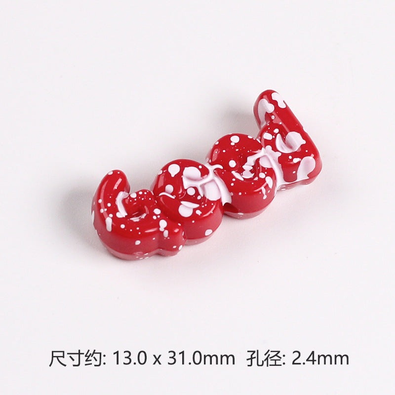 Painted Plate Acrylic Beads 31mm Splash Ink Good Word 20pcs 14