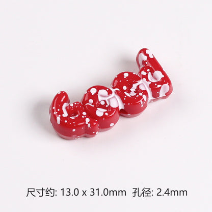 Painted Plate Acrylic Beads 31mm Splash Ink Good Word 20pcs 14