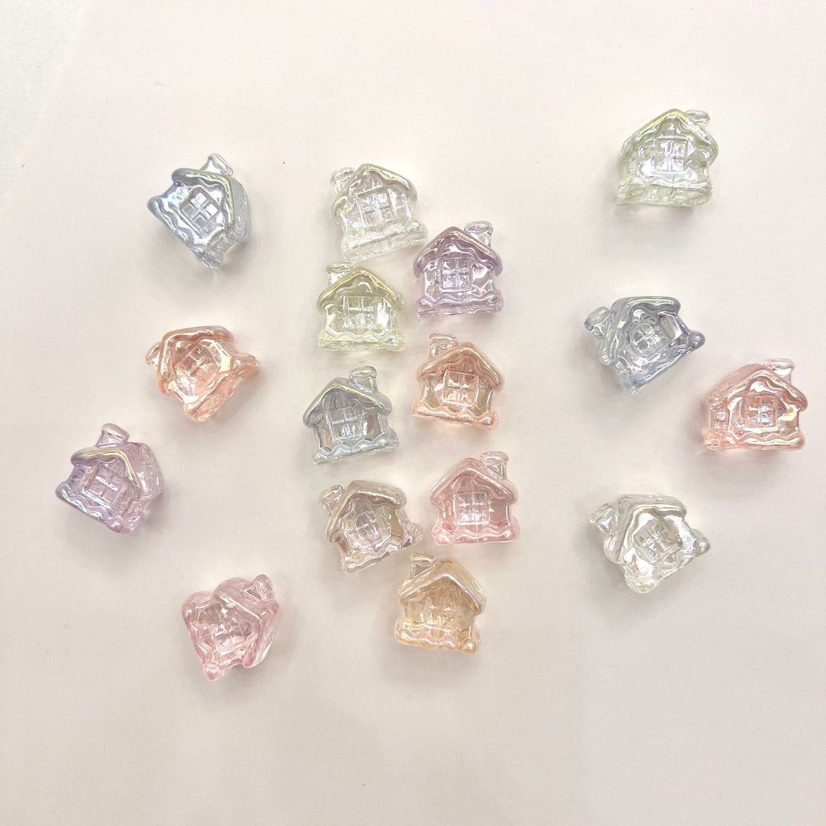Transparent Snow House Acrylic Beads 20mm Assorted Colors 10pcs 4