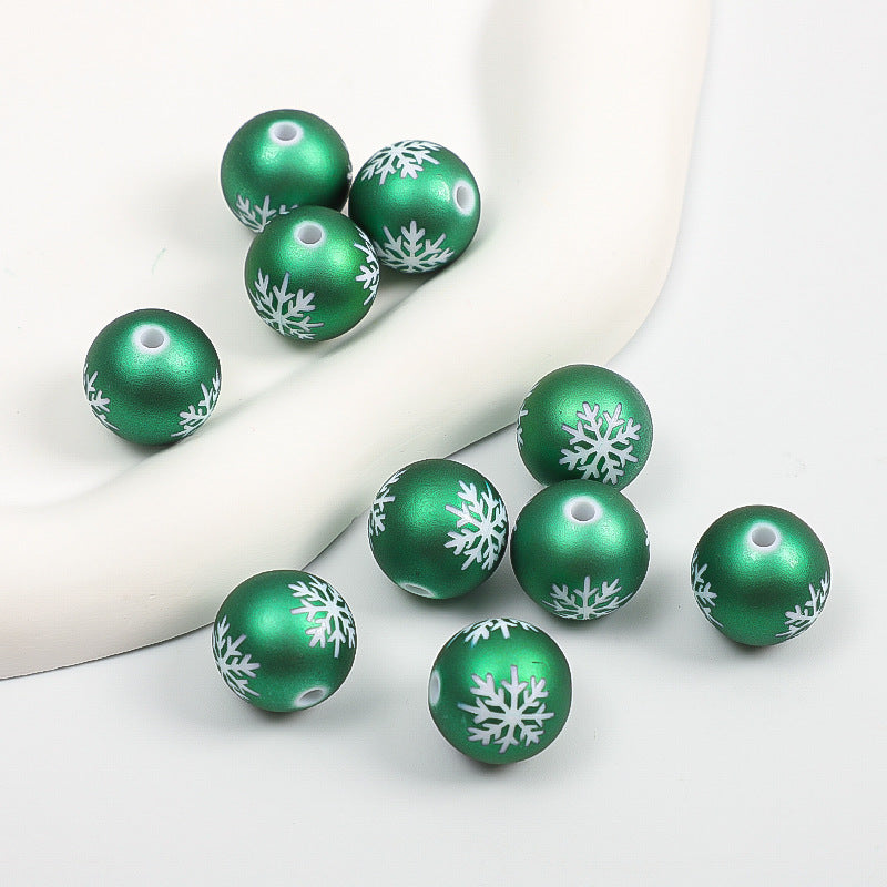 Rubberized Spray Painted Snowflake Acrylic Beads 16mm Christmas 100pcs 5