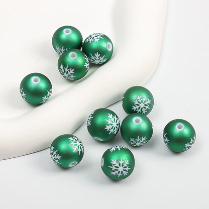 Rubberized Spray Painted Snowflake Acrylic Beads 16mm Christmas 100pcs 5