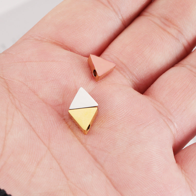 Stainless Steel Triangular Metal Beads 9mm Glossy Mirror Surface 10pcs 3