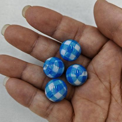 UV Plating Round Acrylic Beads 16mm Houndstooth Pattern 100pcs 8