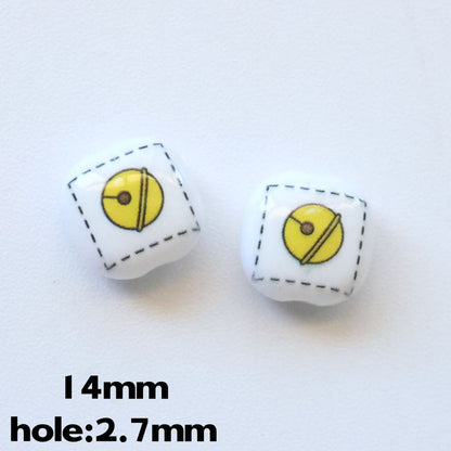 Doraemo Series Acrylic Square Beads 13mm Light Blue White 20pcs 11
