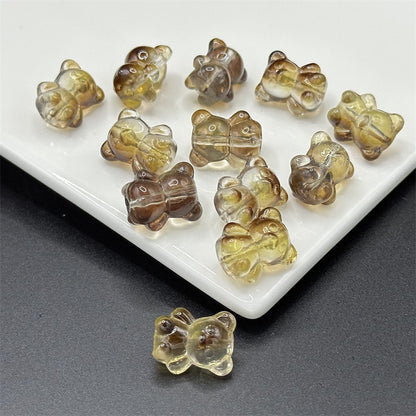 Transparent Bear Glass Beads 13x16mm Pastel Colors 100pcs 4
