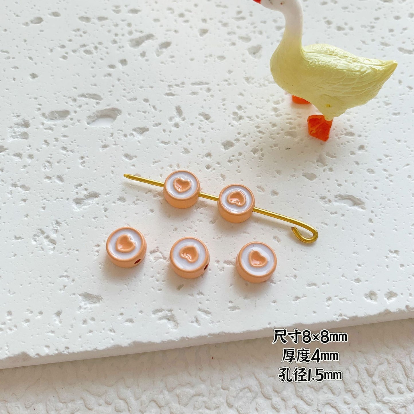 Round Metal Beads Baking Painted Smiling Chocolate Series 20pcs 44