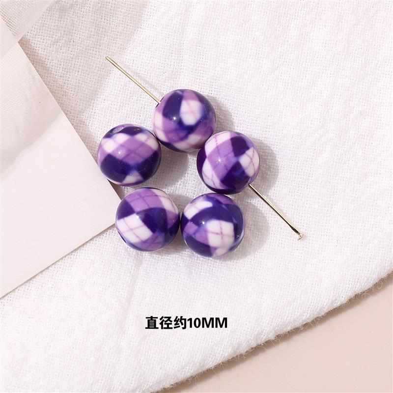 Japanese Vintage Showa Printed Resin Beads 10/12mm Glossy Floral 15pcs 10