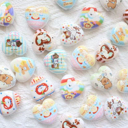 Cheerful Animal Printed Heart Acrylic Beads 25mm 20pcs 3