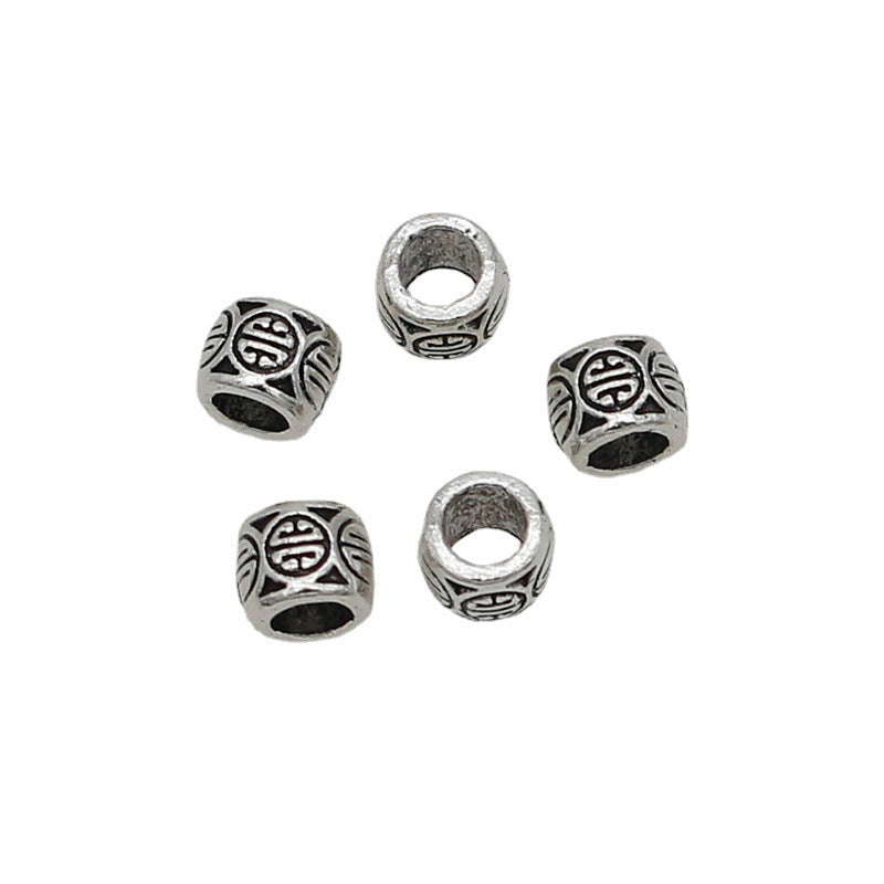 Tibetan Metal Beads 6mm Vintage Patterned Large Hole Zinc Alloy 100pcs 5