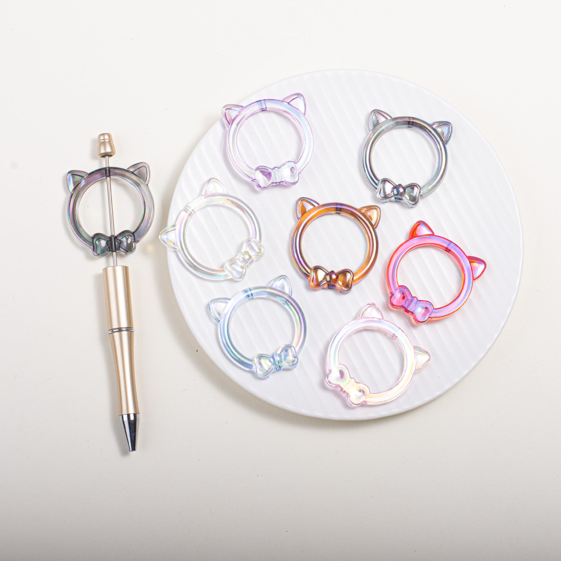 Clear Cat Head Acrylic Beads 23mm Transparent Frame 10pcs