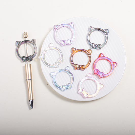 Clear Cat Head Acrylic Beads 23mm Transparent Frame 10pcs