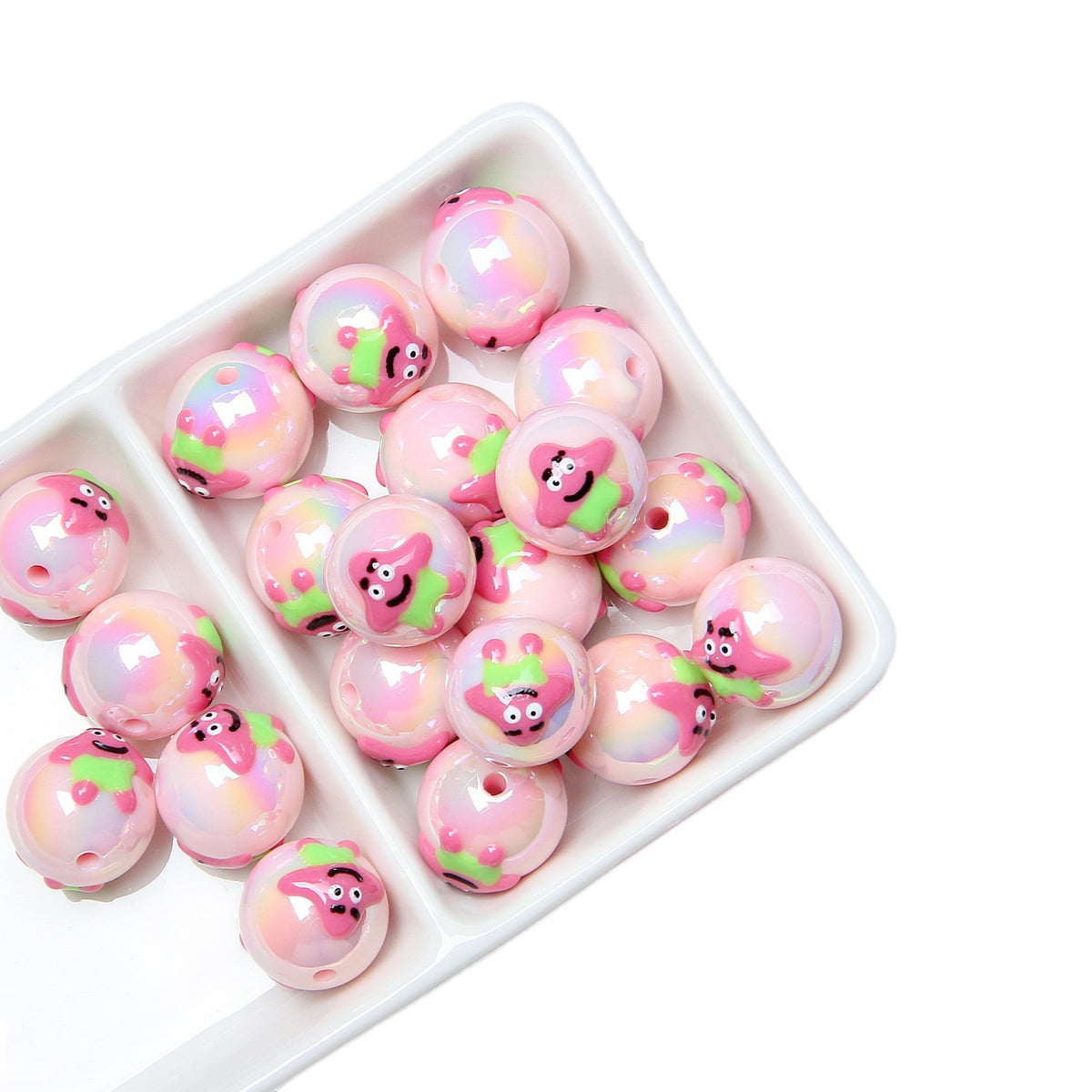 Hand Painted Cat Claw Strawberry Series Acrylic Beads 16mm 10pcs 5