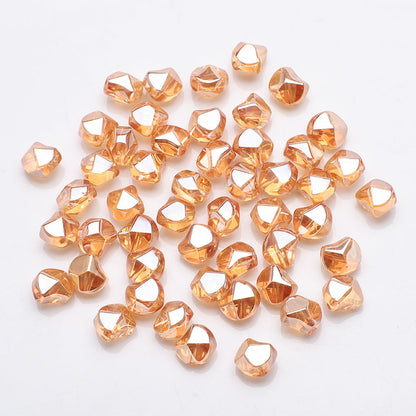 Faceted Four Sided Glass Beads 8mm Electroplated Colorful 50pcs 8