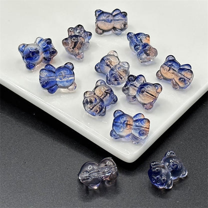 Transparent Bear Glass Beads 13x16mm Pastel Colors 100pcs 10
