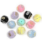 Dollar Bill Ball Rhinestone Beads 19mm Clustered Stones 5pcs