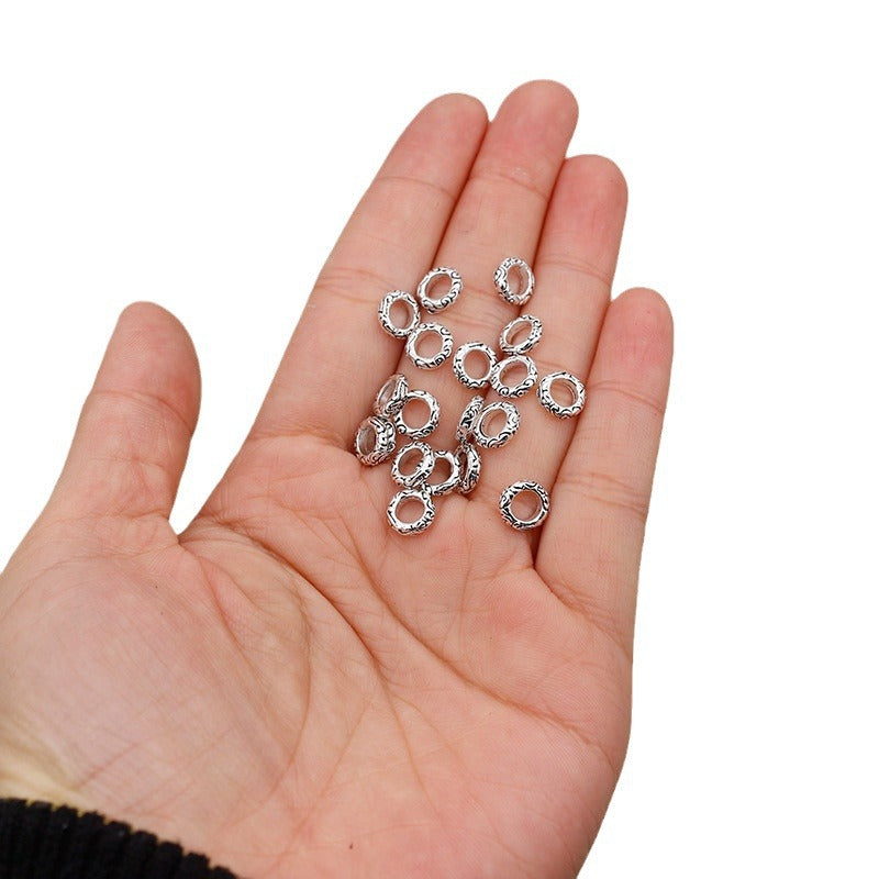 Alloy Ring Spacer Beads 8mm Antique Silver Tibetan Pattern 100pcs 5