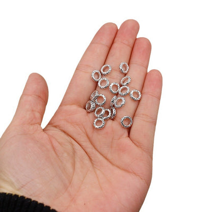 Alloy Ring Spacer Beads 8mm Antique Silver Tibetan Pattern 100pcs 5