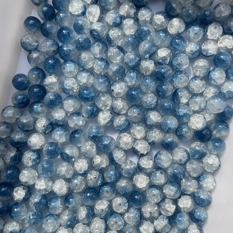 Gradient Crackle Round Glass Beads 10mm Pastel Mixed Colors 100pcs 19