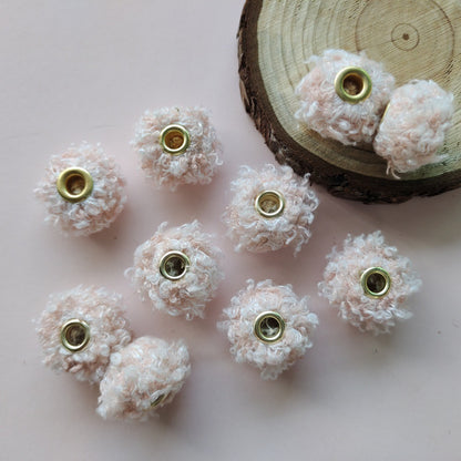 Fabric Fluffy Spacer Beads 15mm Two-Color Teddy 100pcs 7