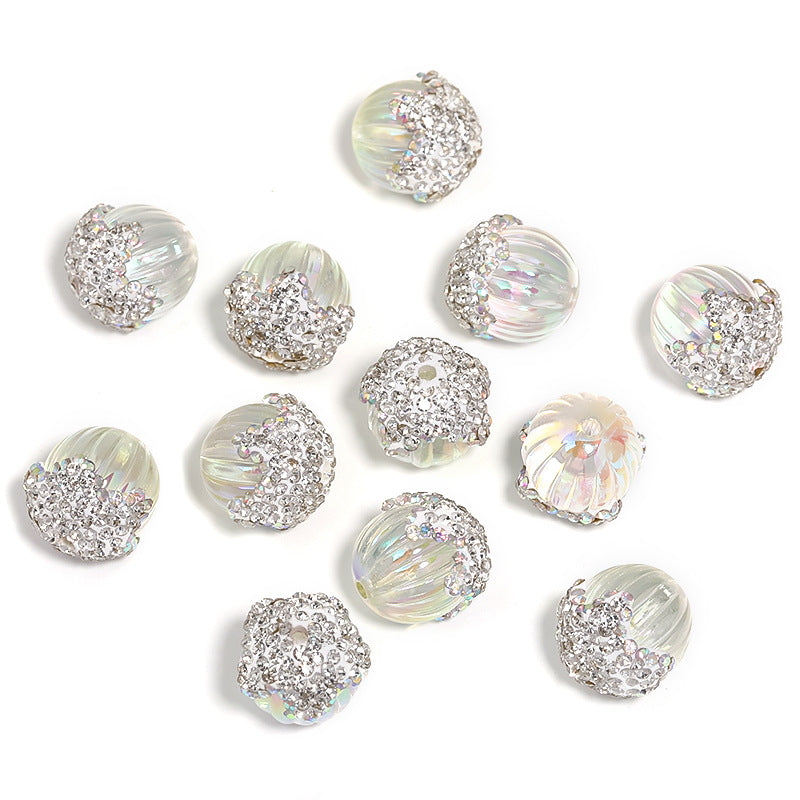 Pinecone Polymer Clay Rhinestone Beads 19mm Sparkling Pastel 10pcs 7