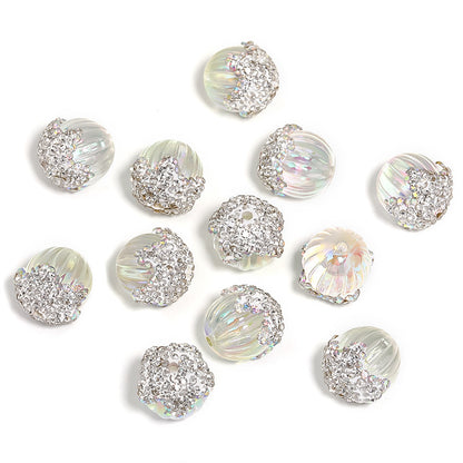 Pinecone Polymer Clay Rhinestone Beads 19mm Sparkling Pastel 10pcs 7
