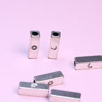Tube Metal Beads 14x4.6x2.8mm Sun and Moon Silver Tone 200pcs 6