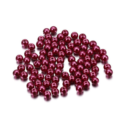 Pearl Glass Beads 8mm Imitation Smooth Glossy Mixed Colors 100pcs 25