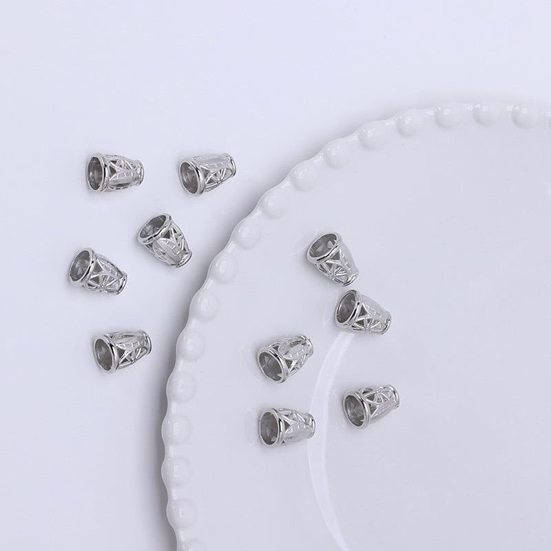 Hollow Tassel Cone CCB Plastic Beads 15x10mm Silver 500pcs 2