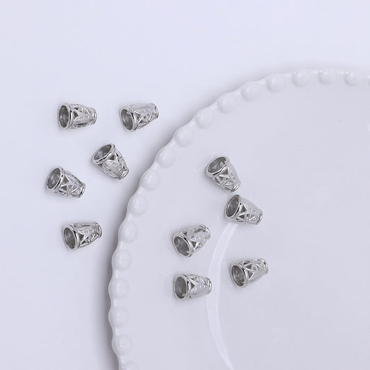 Hollow Tassel Cone CCB Plastic Beads 15x10mm Silver 500pcs 2