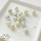 Lampwork Glass Beads Round 10mm Handmade Colorful Confetti 5pcs 3