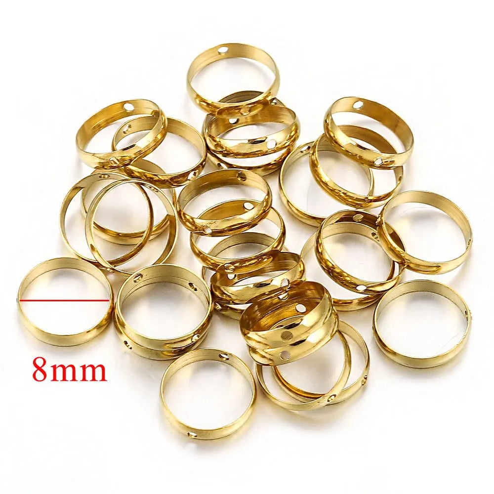 Stainless Steel Round Metal Beads Frame 10/12mm Polished Color Retaining 10pcs 8