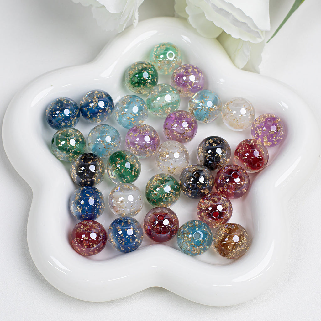 Clear Round Acrylic Beads 12mm 16mm Gold Foil Filled 40pcs 3