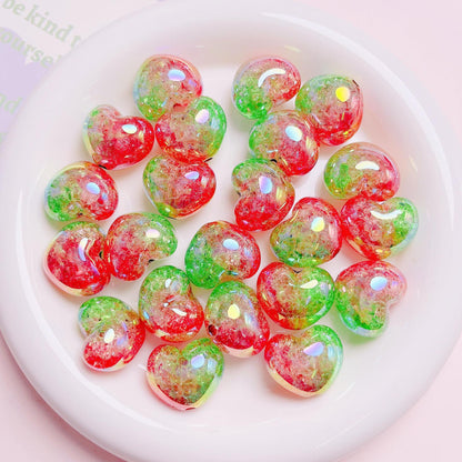 Puffy Crackle Heart Acrylic Beads 22mm Glossy Semi-Transparent 50pcs 11
