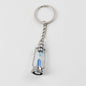 Vintage Metal Kerosene Lamp Hourglass Keychain with Colorful Sand 7