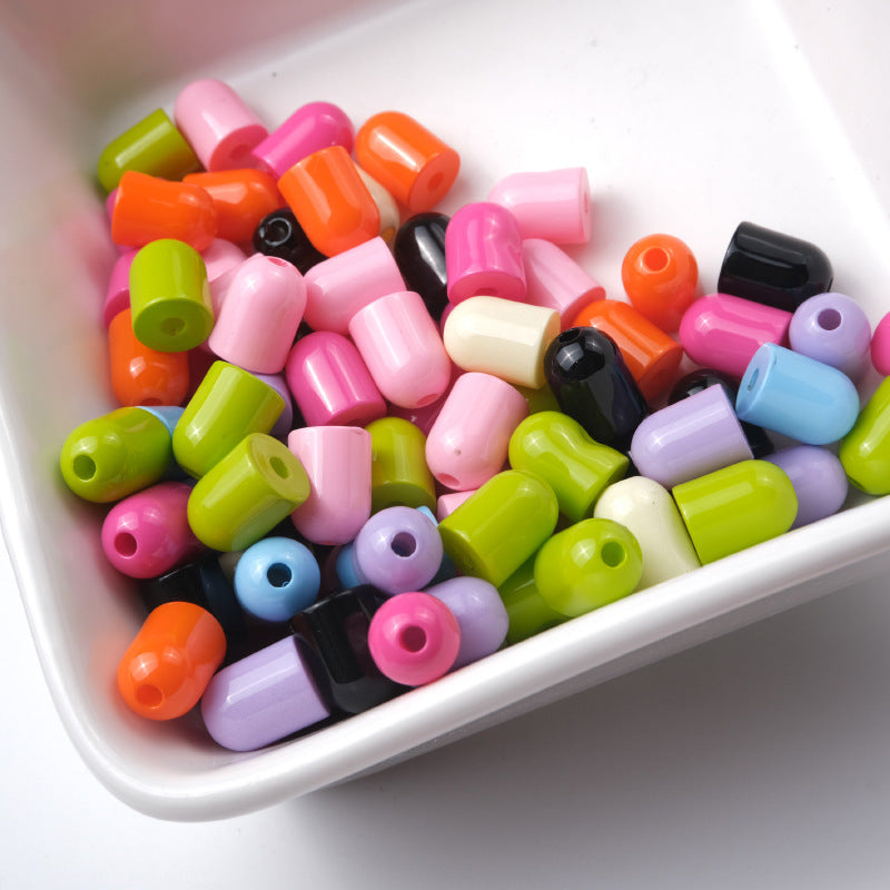 Painted Capsule Acrylic Beads 10mm Glossy Two-tone 100pcs 3