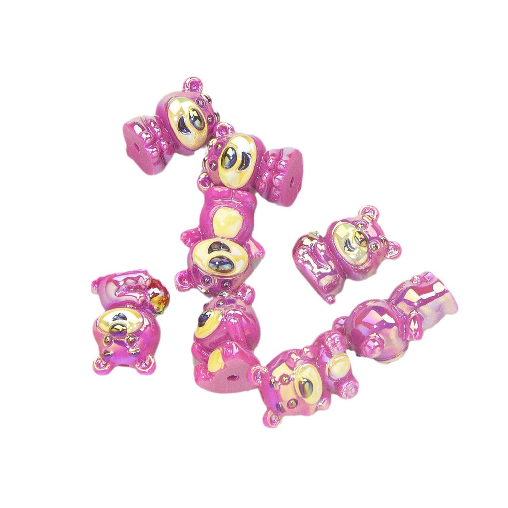 Plating 3D Lotso Resin Beads Glossy Pink Gold 10pcs 5