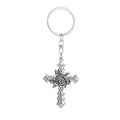 Rose Cross Keychain Metal Zinc Alloy Vintage Floral Design 5