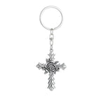 Rose Cross Keychain Metal Zinc Alloy Vintage Floral Design 5
