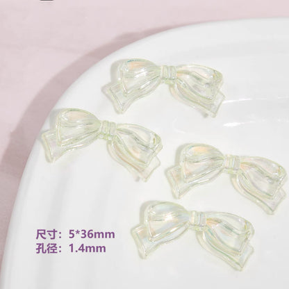 Transparent Bow Acrylic Beads 5x36mm Pastel Glossy 10pcs 10
