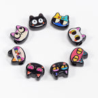 Painted Big Eyed Kitten Acrylic Beads 18mm Colorful Mixed 10pcs 2