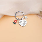 Flower Heart Keychain Stainless Steel Engraved Red Charm 3